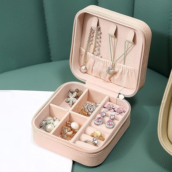 mini jewellery travel case organiser with adjustable dividers box for women