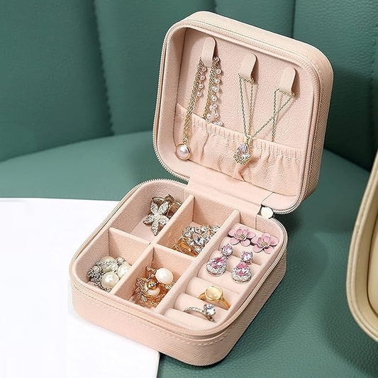 mini jewellery travel case organiser with adjustable dividers box for women