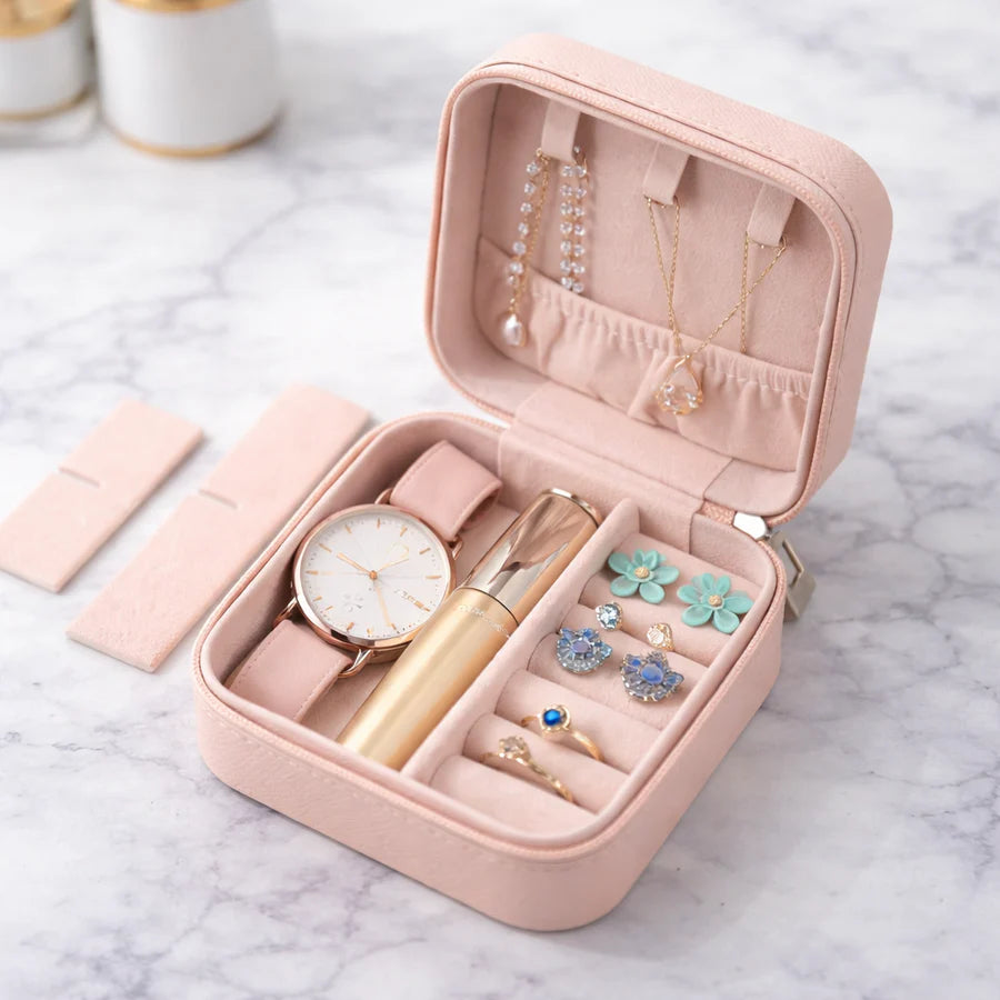 mini jewellery travel case organiser with adjustable dividers box for women