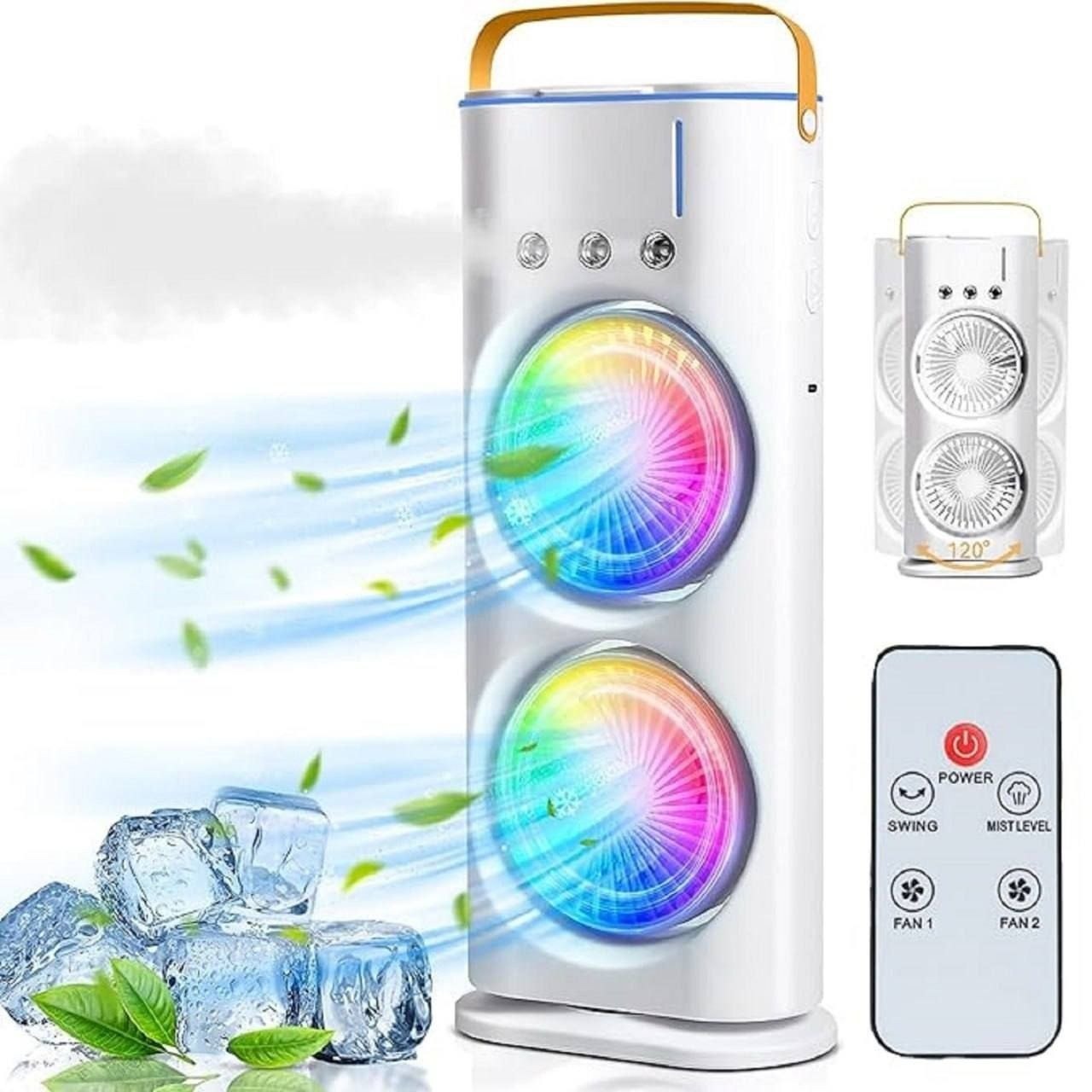 Portable Mini Air Cooler Fan with Double-Ended Spray Cooling & Remote Control Cooling Fan All in one Cooler